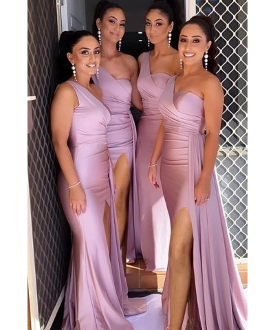 One Shoulder Bridesmaid Dresses Mermaid Prom Dresses Bodycon Wedding Dresses Evening Gowns with Slit RYZ507 Orange $37.95 Dre...