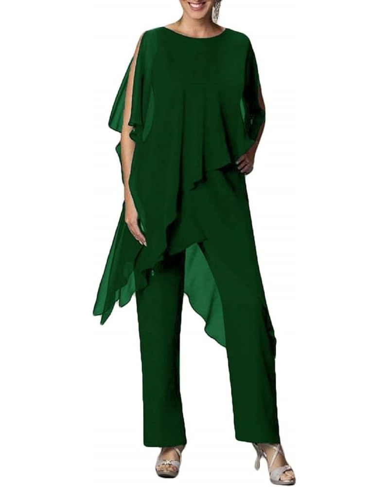 Mother of The Groom Pants Set Elegant Chiffon Formal Irregular Wedding Evening Groom Gowns for Women Plus Size Emerald $26.00...