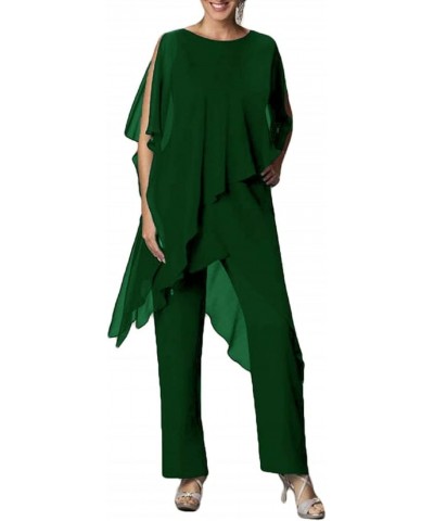 Mother of The Groom Pants Set Elegant Chiffon Formal Irregular Wedding Evening Groom Gowns for Women Plus Size Emerald $26.00...