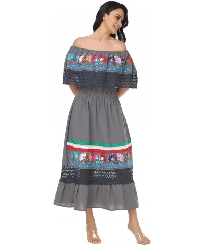 Women Embroidered Mexican Present Casual Sexy Lace Off-Shoulder Long Dress 348sgr $20.09 Dresses