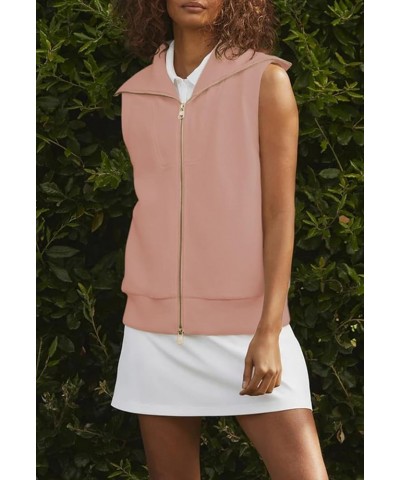 Women's Full Zipper Sweater Vest Top Ribbed Knit Lapel Sweatshirt Double Slider Sleeveless Cardigan Smoke Rose $19.19 Sweaters