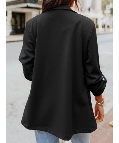 Womens Casual Blazers Long Sleeve Lapel Open Front Work Office Jacket with Pockets A-black $33.05 Blazers