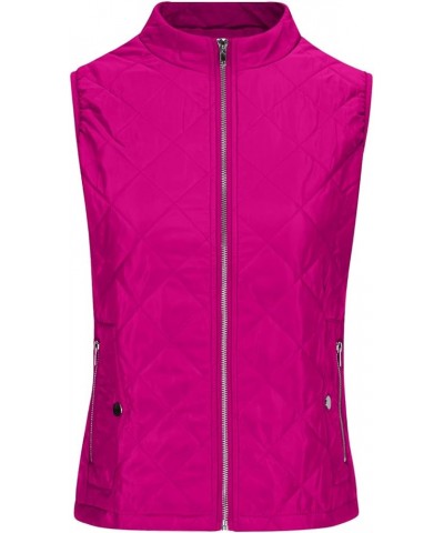 Women's Quilted Vest, Puffer Sleeveless Jacket for Women, Stand Collar Lightweight Zip Padded Gilet Warm Waistcoat Hot Pink $...