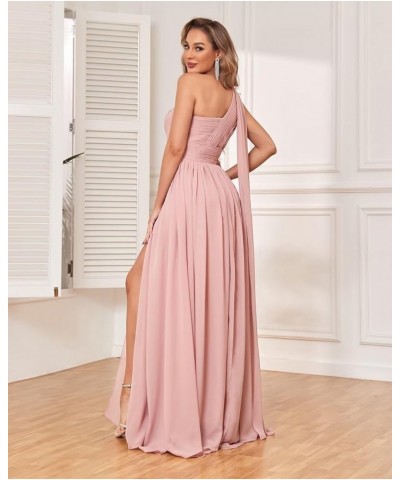 One Shoulder Bridesmaid Dresses for Wedding with Pockets Split Long Formal Prom Evening Dress Light Blue $34.19 Dresses