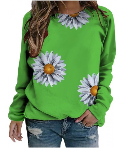 Sweatshirt For Women Sunflower Graphic Pullover Tops Crew Neck Long Sleeve Shirts Casual Loose Cute Fall Clothing J024-green ...