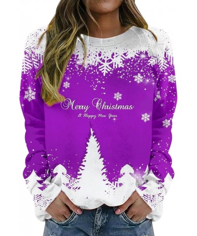 Women Sweatshirts No Hood,Women's Crewneck Sweatshirts Casual Long Sleeve Tunic Tops Loose Fit Pullover Tops Shirts A-purple ...