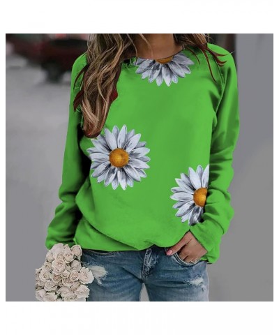 Sweatshirt For Women Sunflower Graphic Pullover Tops Crew Neck Long Sleeve Shirts Casual Loose Cute Fall Clothing J024-green ...