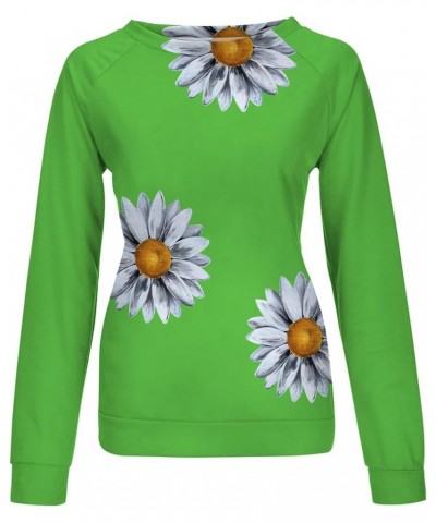 Sweatshirt For Women Sunflower Graphic Pullover Tops Crew Neck Long Sleeve Shirts Casual Loose Cute Fall Clothing J024-green ...