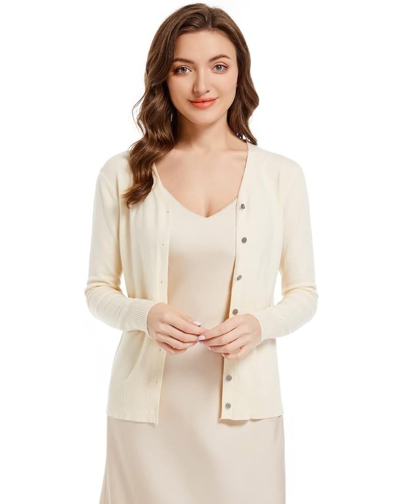 Women's Long Sleeve Thin Lightweight Cardigan Sweaters for Women Dressy Summer Spring Fall Cardigan Beige $12.60 Sweaters