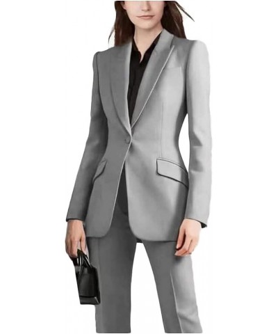 2 PC Women's Business Suits for Work Professional Peak Lapel Office Lady Suit One Button Pantsuits Beige $33.14 Suits