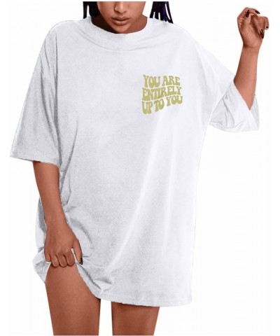 Women T-Shirts Oversized Graphic Funny Letter Printed Tunic Tops Casual Short Sleeve Drop Shoulder Blouse Loose Tee 1-white $...