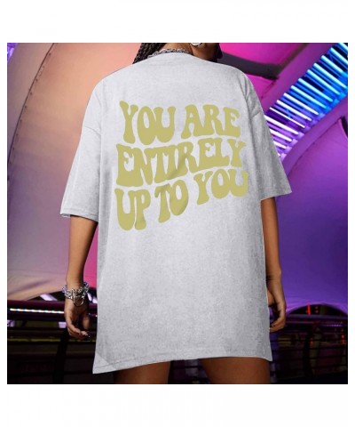 Women T-Shirts Oversized Graphic Funny Letter Printed Tunic Tops Casual Short Sleeve Drop Shoulder Blouse Loose Tee 1-white $...