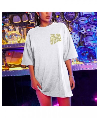 Women T-Shirts Oversized Graphic Funny Letter Printed Tunic Tops Casual Short Sleeve Drop Shoulder Blouse Loose Tee 1-white $...