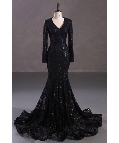 Long Sleeve Prom Dress Sequin Mermaid Evening Gowns Long Formal Dresses for Women 2024 Brown $38.27 Dresses