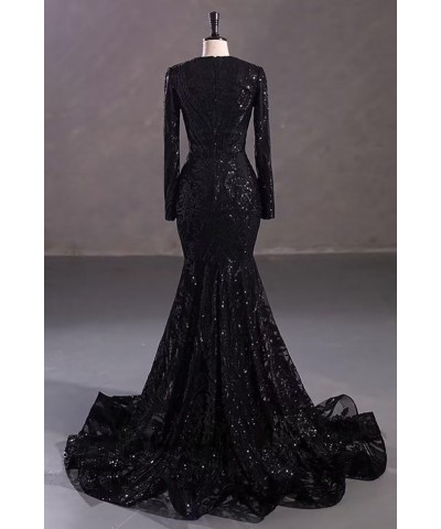 Long Sleeve Prom Dress Sequin Mermaid Evening Gowns Long Formal Dresses for Women 2024 Brown $38.27 Dresses