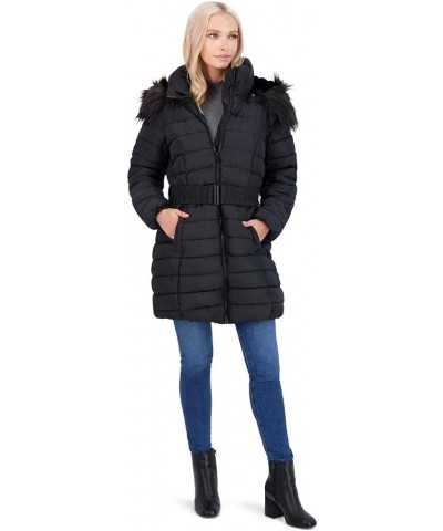 Puffer Coat for Women - Mid-Length Quilted Warm Winter Jacket Black $19.00 Jackets