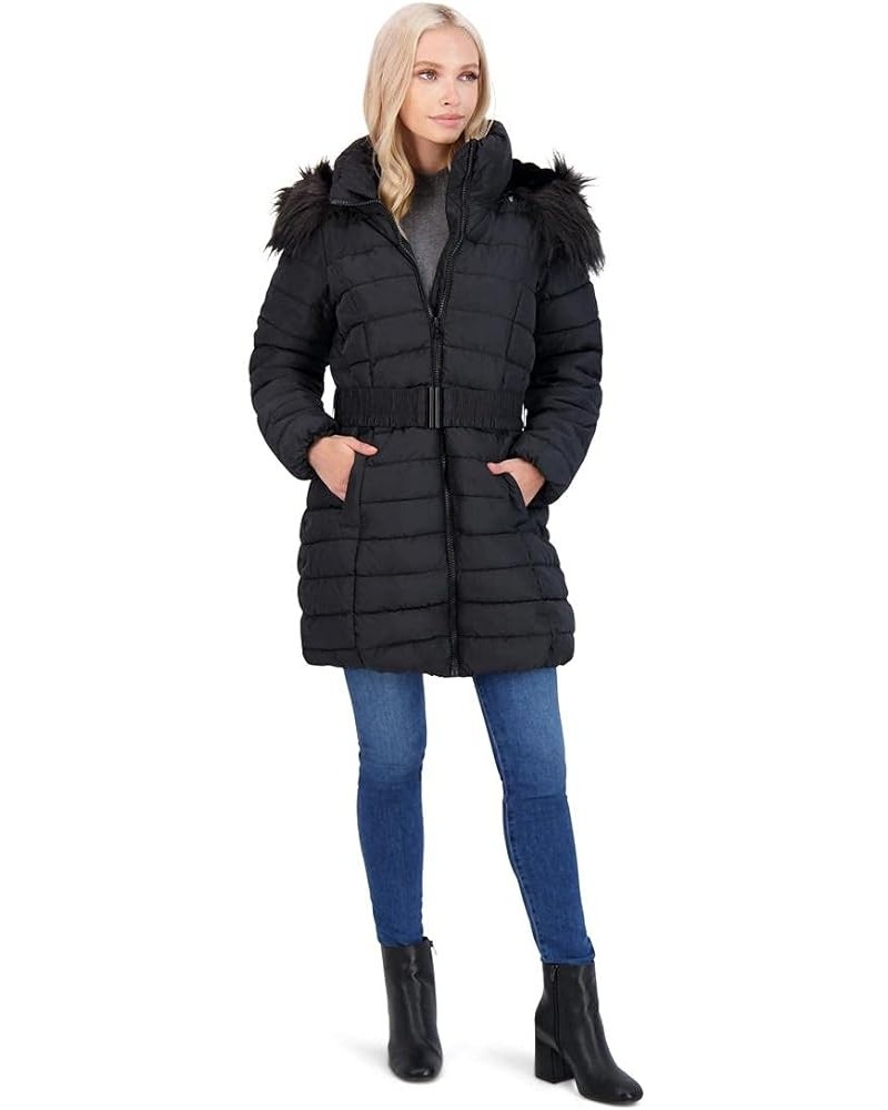 Puffer Coat for Women - Mid-Length Quilted Warm Winter Jacket Black $19.00 Jackets