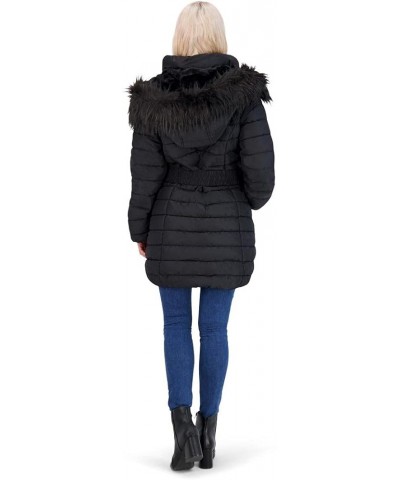 Puffer Coat for Women - Mid-Length Quilted Warm Winter Jacket Black $19.00 Jackets