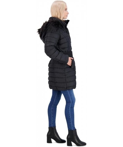 Puffer Coat for Women - Mid-Length Quilted Warm Winter Jacket Black $19.00 Jackets