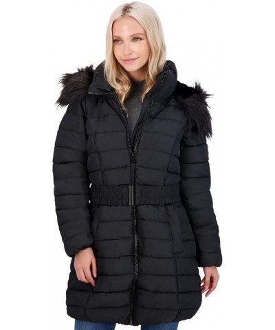 Puffer Coat for Women - Mid-Length Quilted Warm Winter Jacket Black $19.00 Jackets