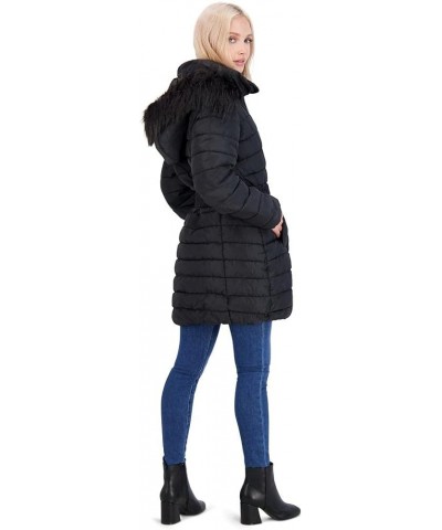 Puffer Coat for Women - Mid-Length Quilted Warm Winter Jacket Black $19.00 Jackets