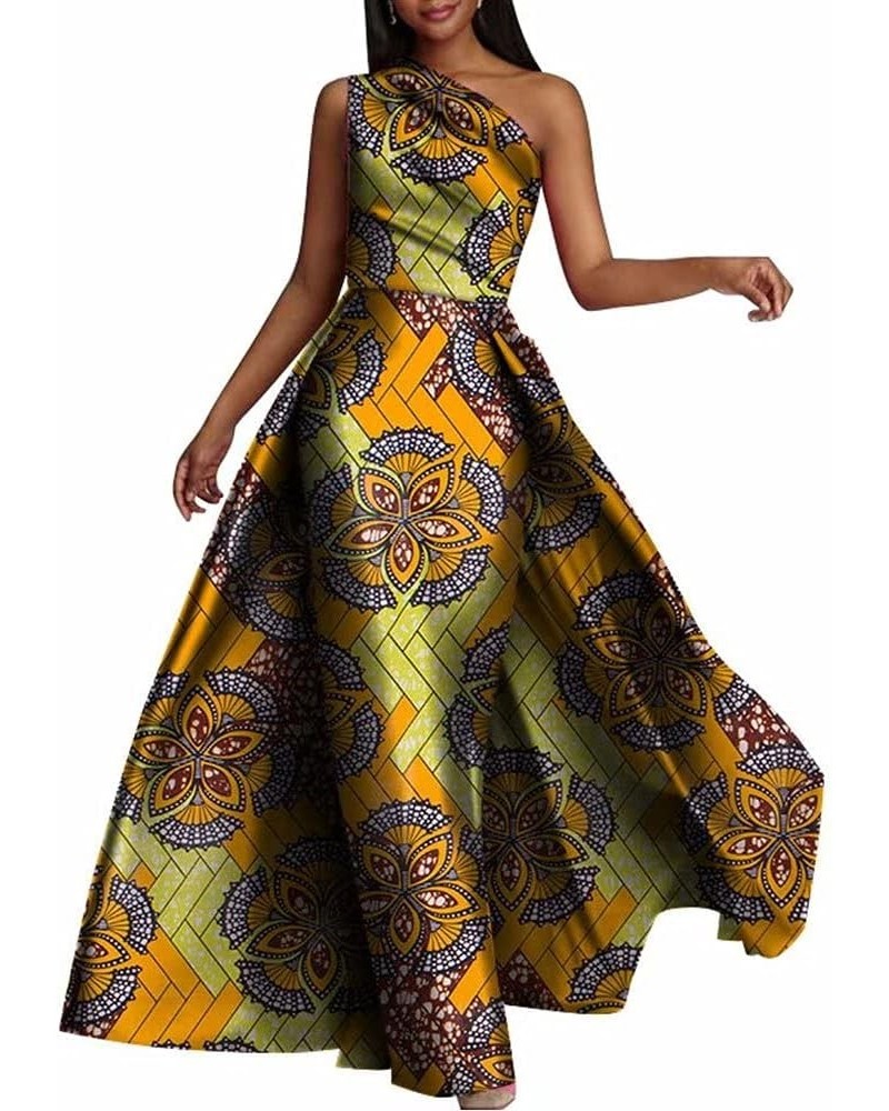 Fashion Dresses with Swallow Tail African Women Print Dashiki Dress One Shoulder Long Maxi Dress Cl8 $43.68 Dresses