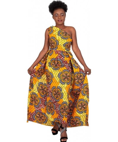 Fashion Dresses with Swallow Tail African Women Print Dashiki Dress One Shoulder Long Maxi Dress Cl8 $43.68 Dresses