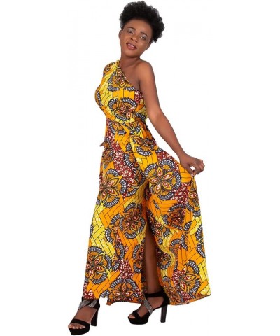 Fashion Dresses with Swallow Tail African Women Print Dashiki Dress One Shoulder Long Maxi Dress Cl8 $43.68 Dresses