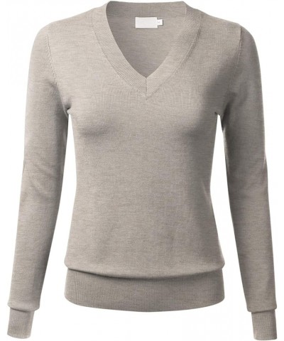 Women's Soft Basic Thick V-Neck Pullover Long Sleeve Knit Sweater (S-XL) Fc645_camel $17.75 Sweaters