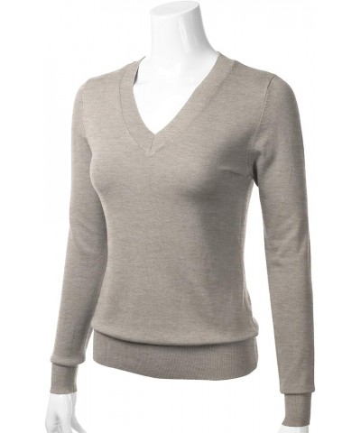 Women's Soft Basic Thick V-Neck Pullover Long Sleeve Knit Sweater (S-XL) Fc645_camel $17.75 Sweaters