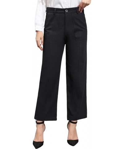 Womens Work Dress Pants Business Casual Slacks Capri Ankle Chino Pants Straight Wide Leg Relaxed Fit Black $10.43 Pants