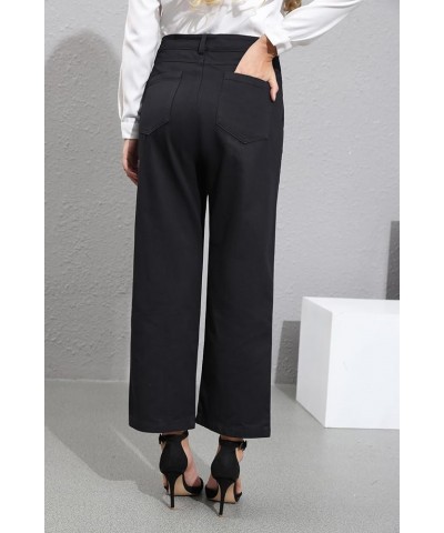 Womens Work Dress Pants Business Casual Slacks Capri Ankle Chino Pants Straight Wide Leg Relaxed Fit Black $10.43 Pants