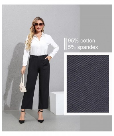 Womens Work Dress Pants Business Casual Slacks Capri Ankle Chino Pants Straight Wide Leg Relaxed Fit Black $10.43 Pants