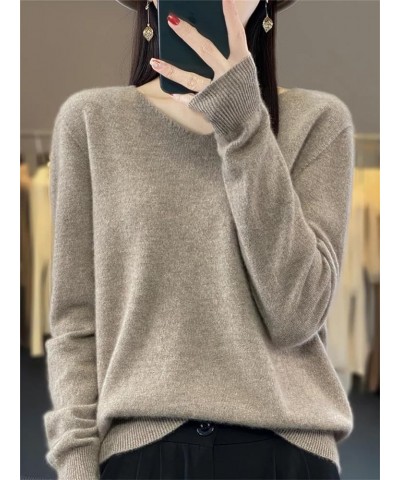 Women 100% Merino Wool V-Neck Sweater Autumn Winter Casual Cashmere Knitwear Solid Bottoming Shirt Khaki2 $24.29 Sweaters