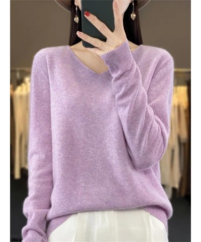 Women 100% Merino Wool V-Neck Sweater Autumn Winter Casual Cashmere Knitwear Solid Bottoming Shirt Khaki2 $24.29 Sweaters