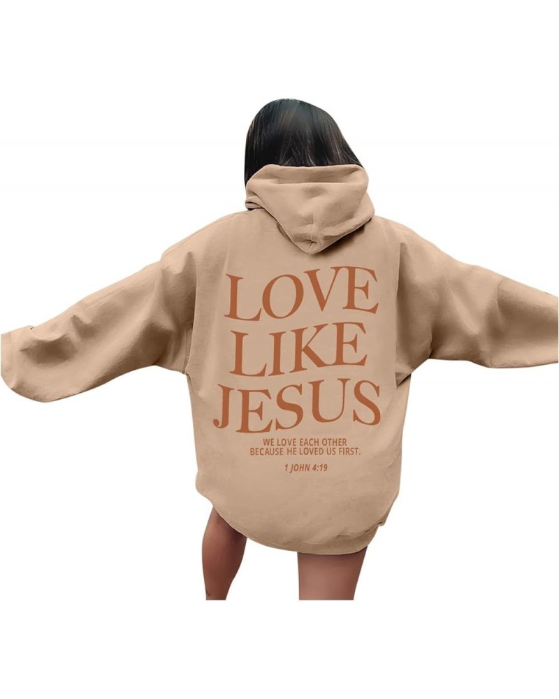 Love Like Jesus Letter Graphic Christian Hoodies For Women Girls Bible Verse Oversized Long Sleeve Pocket Y2K Sweatshirt Tops...