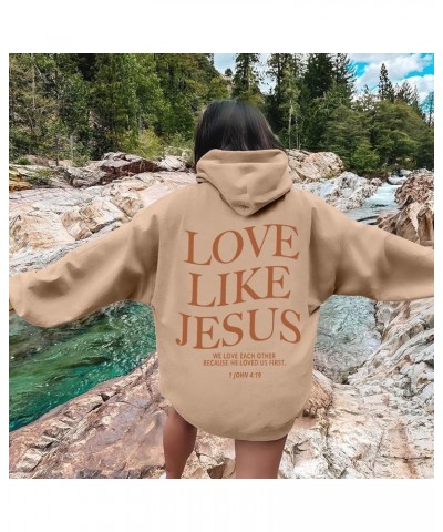 Love Like Jesus Letter Graphic Christian Hoodies For Women Girls Bible Verse Oversized Long Sleeve Pocket Y2K Sweatshirt Tops...