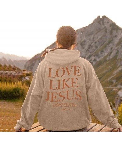 Love Like Jesus Letter Graphic Christian Hoodies For Women Girls Bible Verse Oversized Long Sleeve Pocket Y2K Sweatshirt Tops...