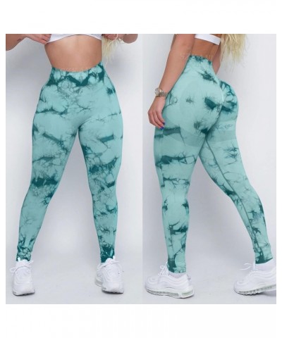 Butt Lifting Leggings for Women Booty High Waisted Workout Yoga Pants Scrunch Butt Gym Seamless Booty Tight (D-tie Dye)-green...