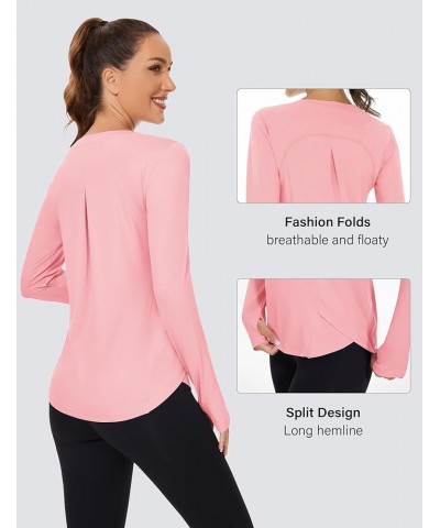 Women's Long Sleeve UPF 50+ Sun Protection T-Shirts Boat Neck Lightweight Quick Dry Hiking Outdoor Top with Thumb Hole Pink $...