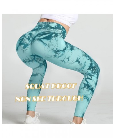 Butt Lifting Leggings for Women Booty High Waisted Workout Yoga Pants Scrunch Butt Gym Seamless Booty Tight (D-tie Dye)-green...