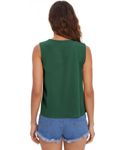 Women Sleeveless Work Blouses Casual Loose Fit Tank Tops 2024 Trendy Pleated Tee Shirts Evergreen $14.30 Tanks