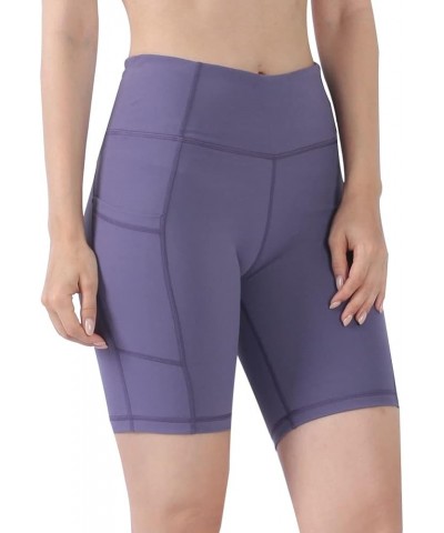 Women's Yoga Shorts High Waist with Pockets Workout Sports Shorts Grey Purple Shorts With Pockets $11.95 Activewear