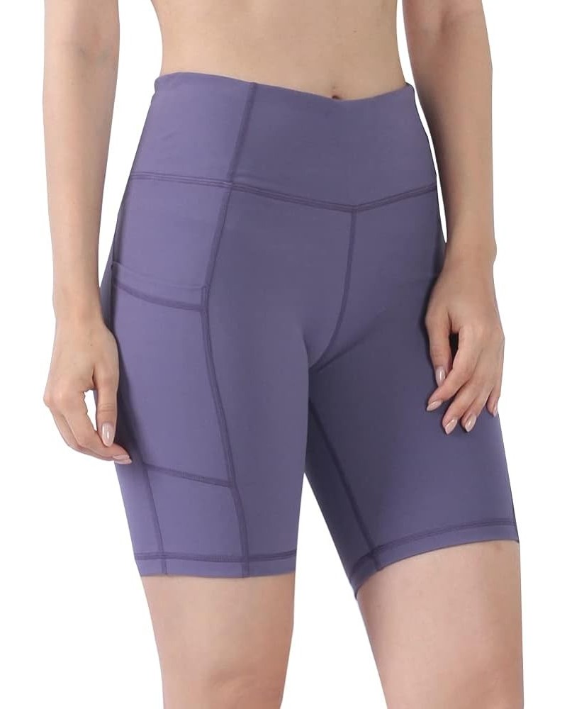 Women's Yoga Shorts High Waist with Pockets Workout Sports Shorts Grey Purple Shorts With Pockets $11.95 Activewear