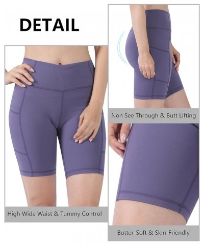 Women's Yoga Shorts High Waist with Pockets Workout Sports Shorts Grey Purple Shorts With Pockets $11.95 Activewear