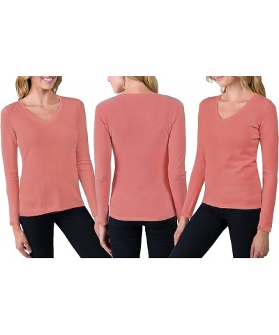 Women's Soft 100% Cashmere Pullover V-Neck Sweater Blush $21.60 Sweaters