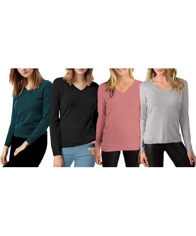 Women's Soft 100% Cashmere Pullover V-Neck Sweater Blush $21.60 Sweaters