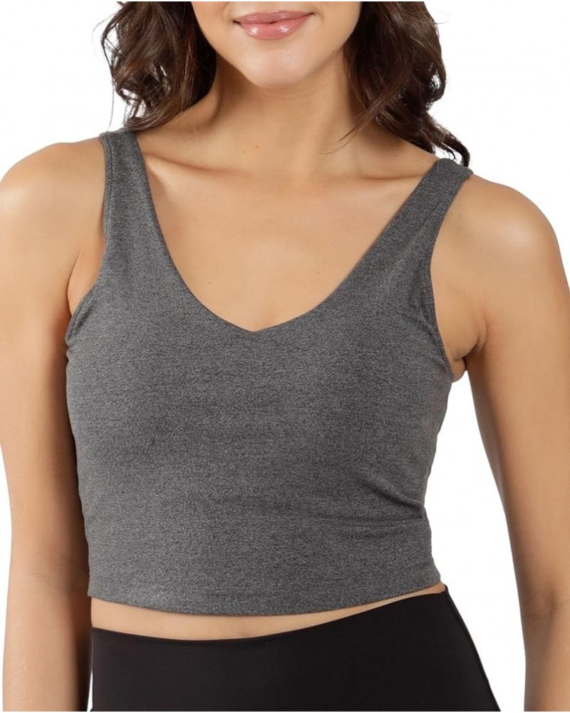 Everyday Cloud Support Crop Tank with Built-in Bra Heather Charcoal $12.43 Tanks