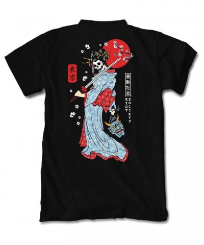 Womens Short Sleeve Graphic and Embroidered Fashion T-Shirts and Tees Geisha Samurai (Black) $18.76 T-Shirts