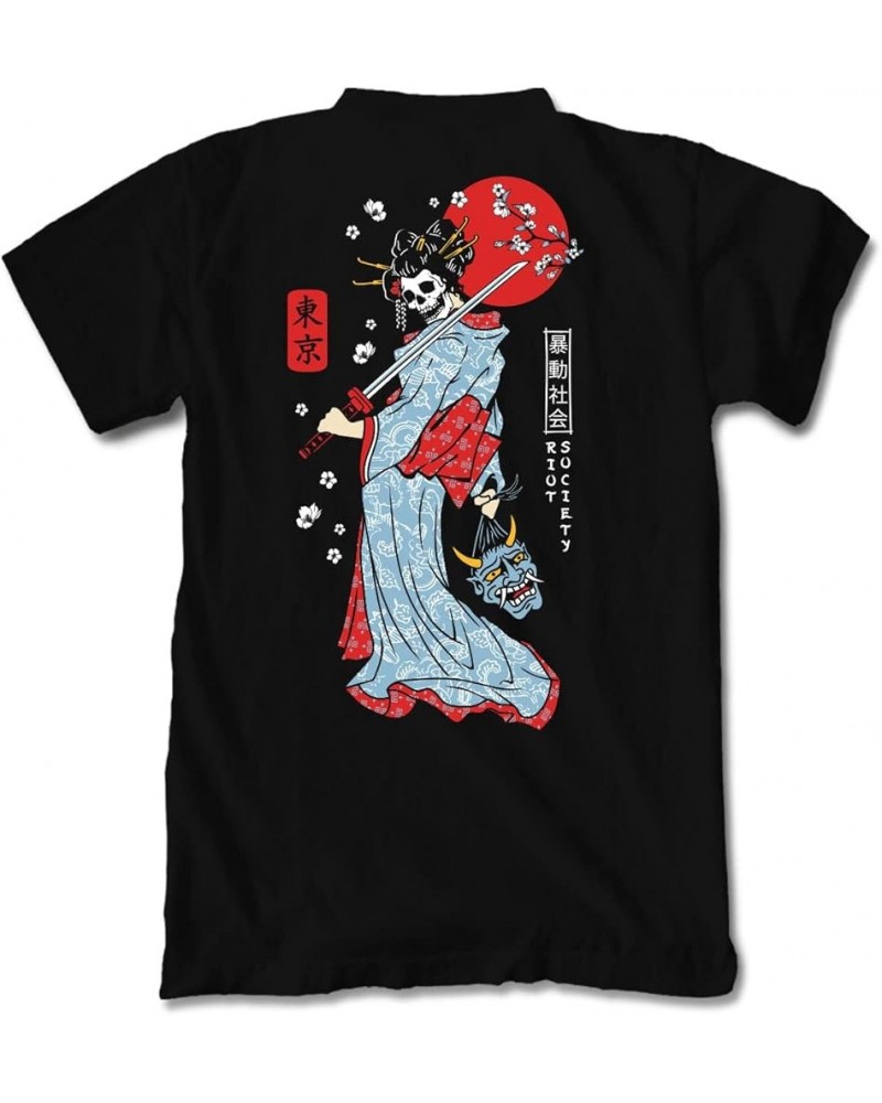 Womens Short Sleeve Graphic and Embroidered Fashion T-Shirts and Tees Geisha Samurai (Black) $18.76 T-Shirts